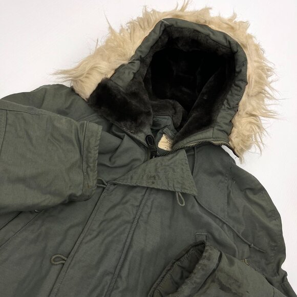 VTG N-3B Military Extreme Cold Weather Parka Medium Green Arctic Snorkel Jacket - Picture 2 of 5